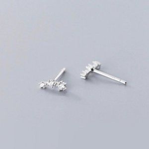 Silver stars studs earrings-ECZ005 Silver